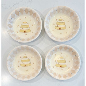 BLOCK BASICS BUZZ BUZZ Set of 4 Soup Pasta Cereal Bowls Deb Mores 1999 Bees